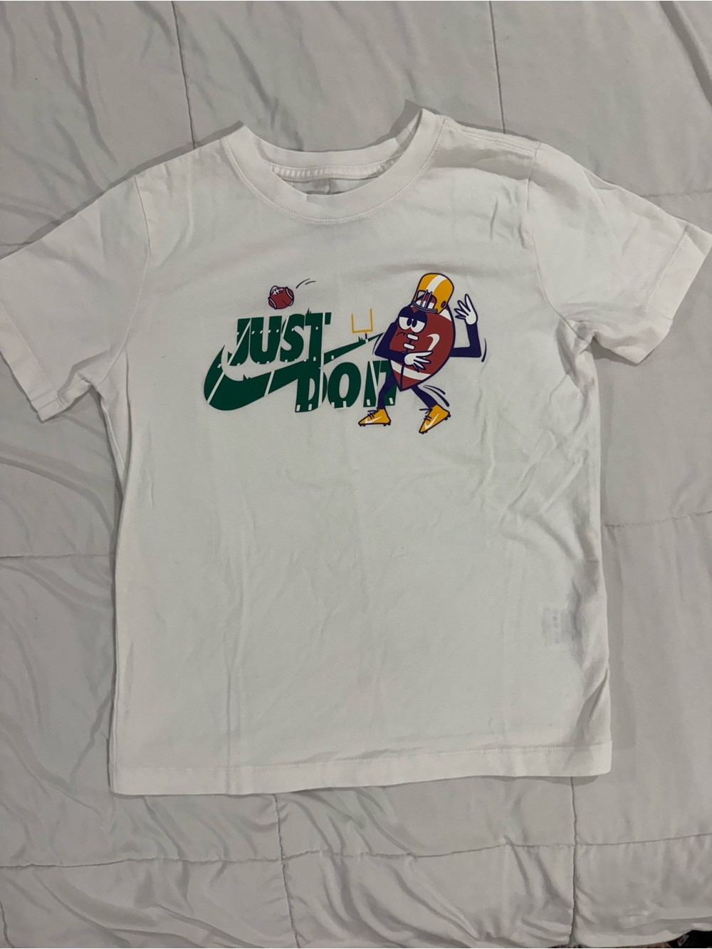 Nike Kids White 'Just Do It' Football Graphic Tee